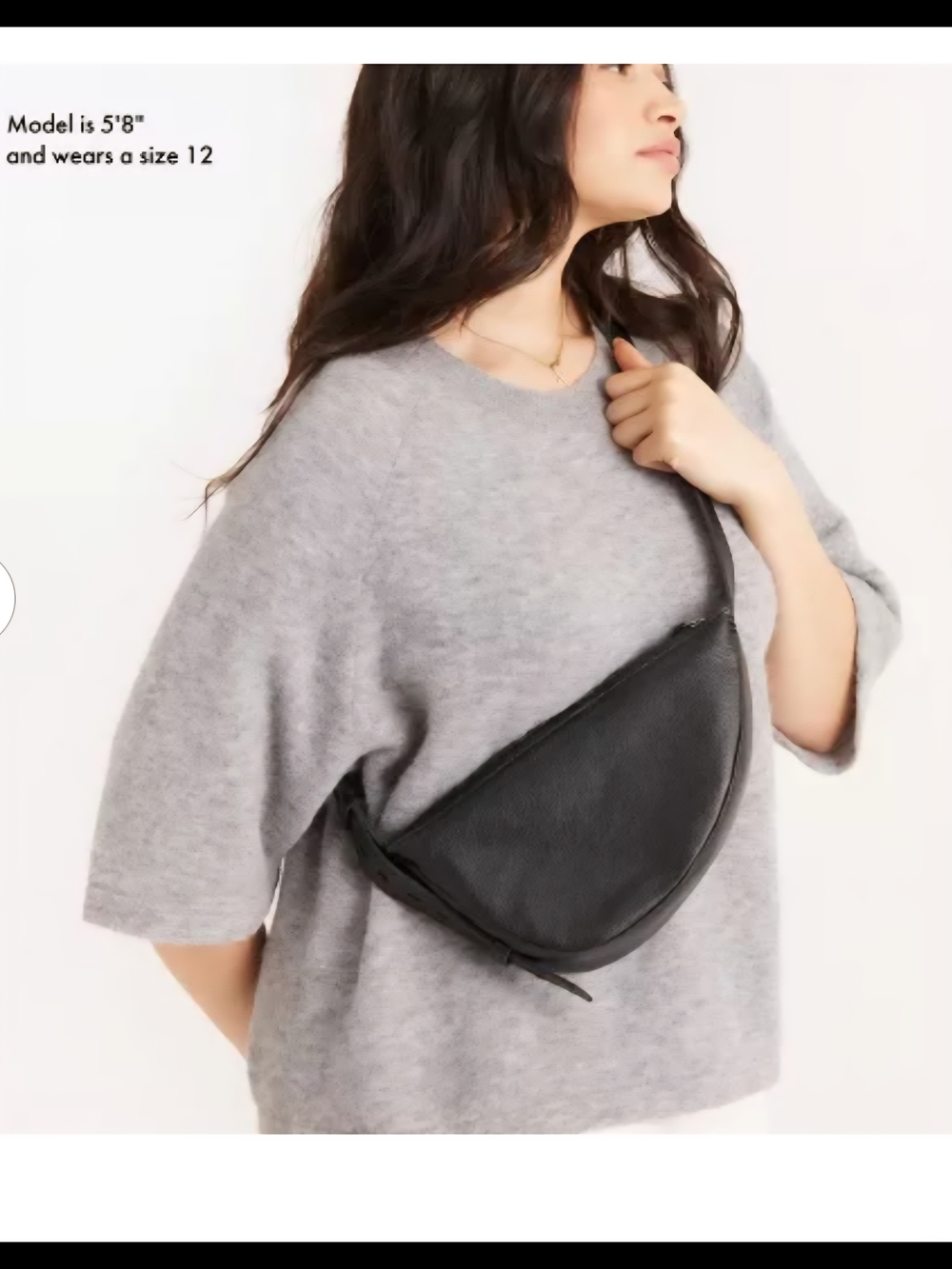 The Sak Tess Sling Black 100% Leather Pebbled Crescent Crossbody - Picture 15 of 16